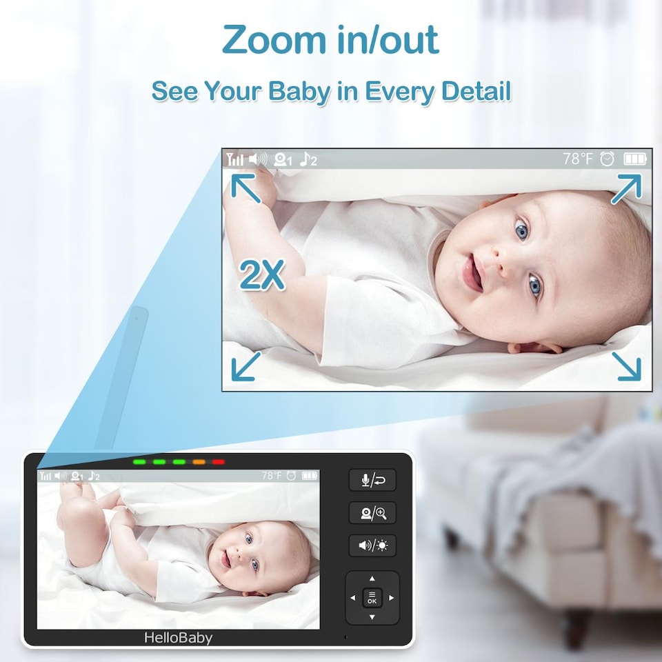 image 1 of HELLOBABY HB6082L 5.5 Inch LCD Display Baby Monitor - White