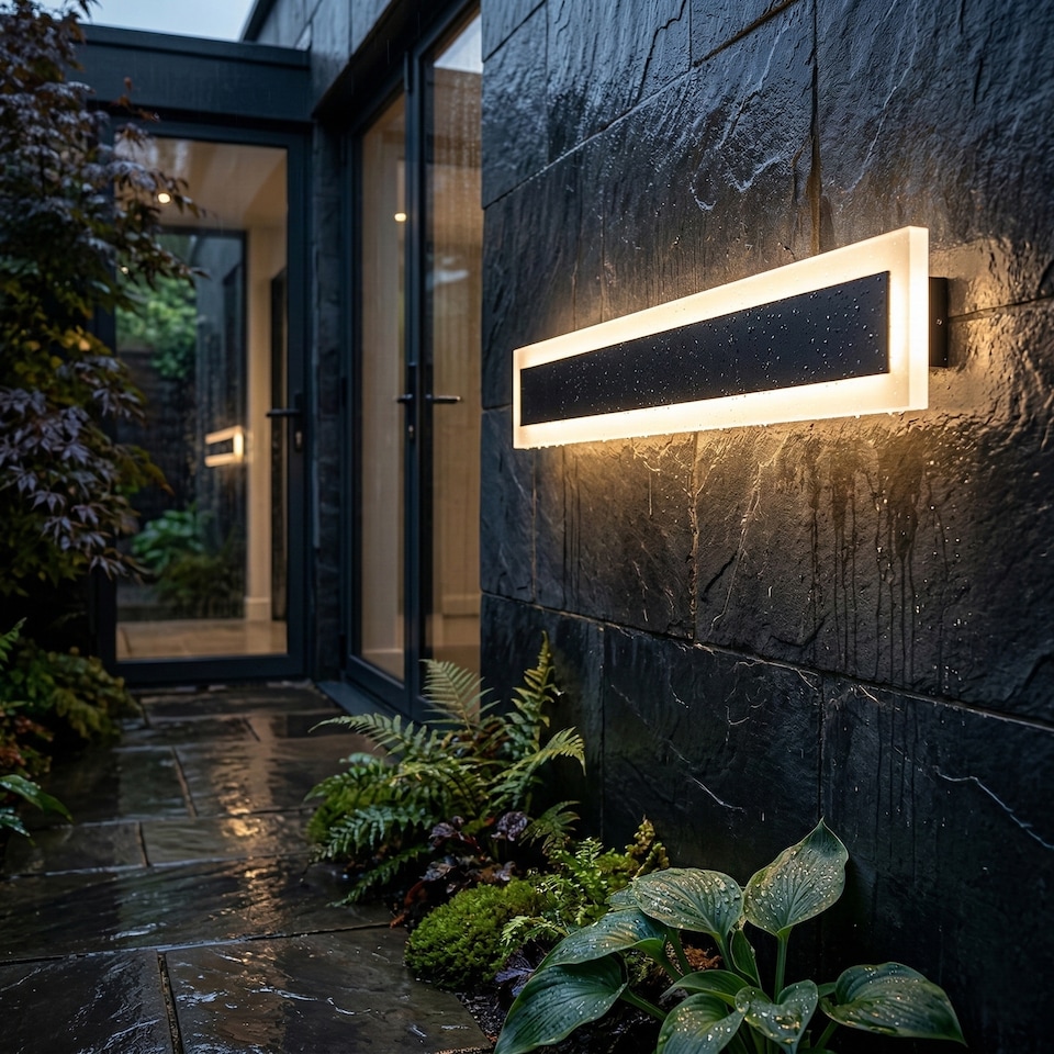 image 1 of Ener-J Outdoor LED Wall Light 100cm Black 24W Warm White IP65 Linear Bar