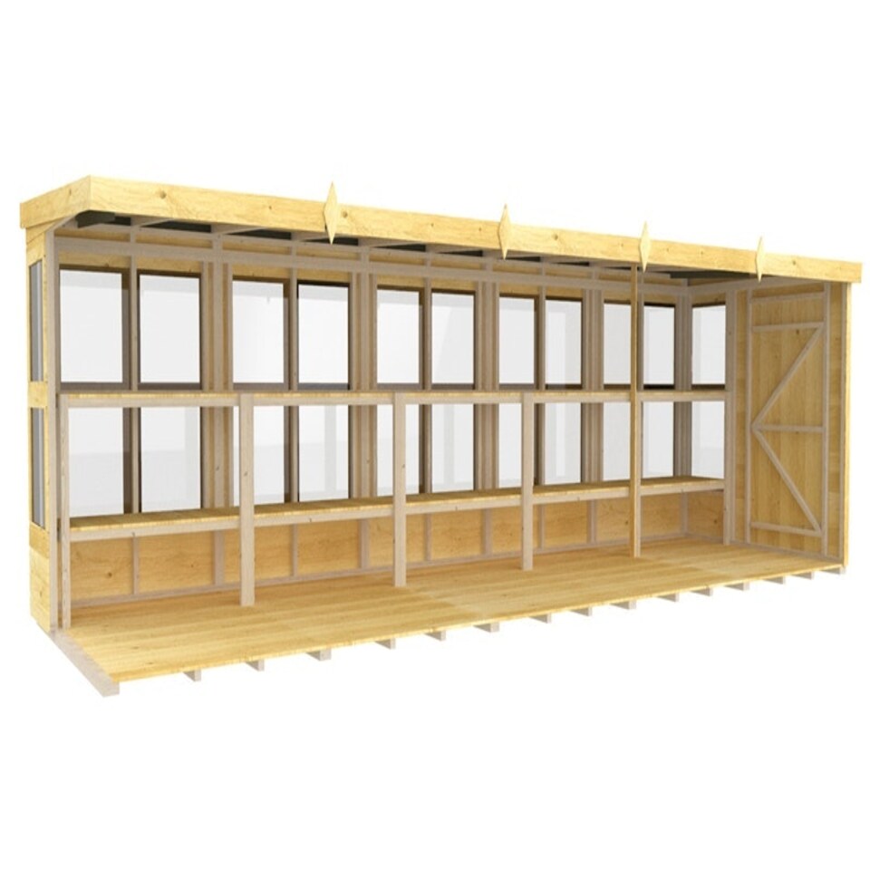 image 1 of 20 x 6 Feet Pent Potting Shed - Wood - L178 x W589 x H201 cm | Brown