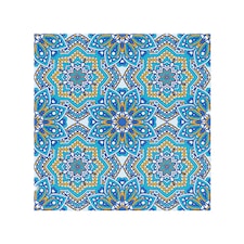 Floral And Geometric Embellished Tiles Splash Back | White
