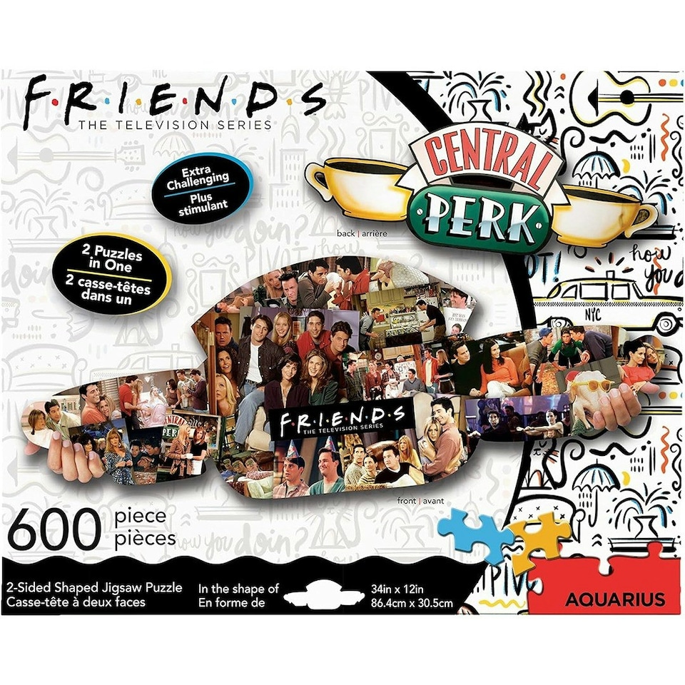 image 1 of Aquarius Friends Central Perk Double Sided Shaped 600 Piece Jigsaw Puzzle