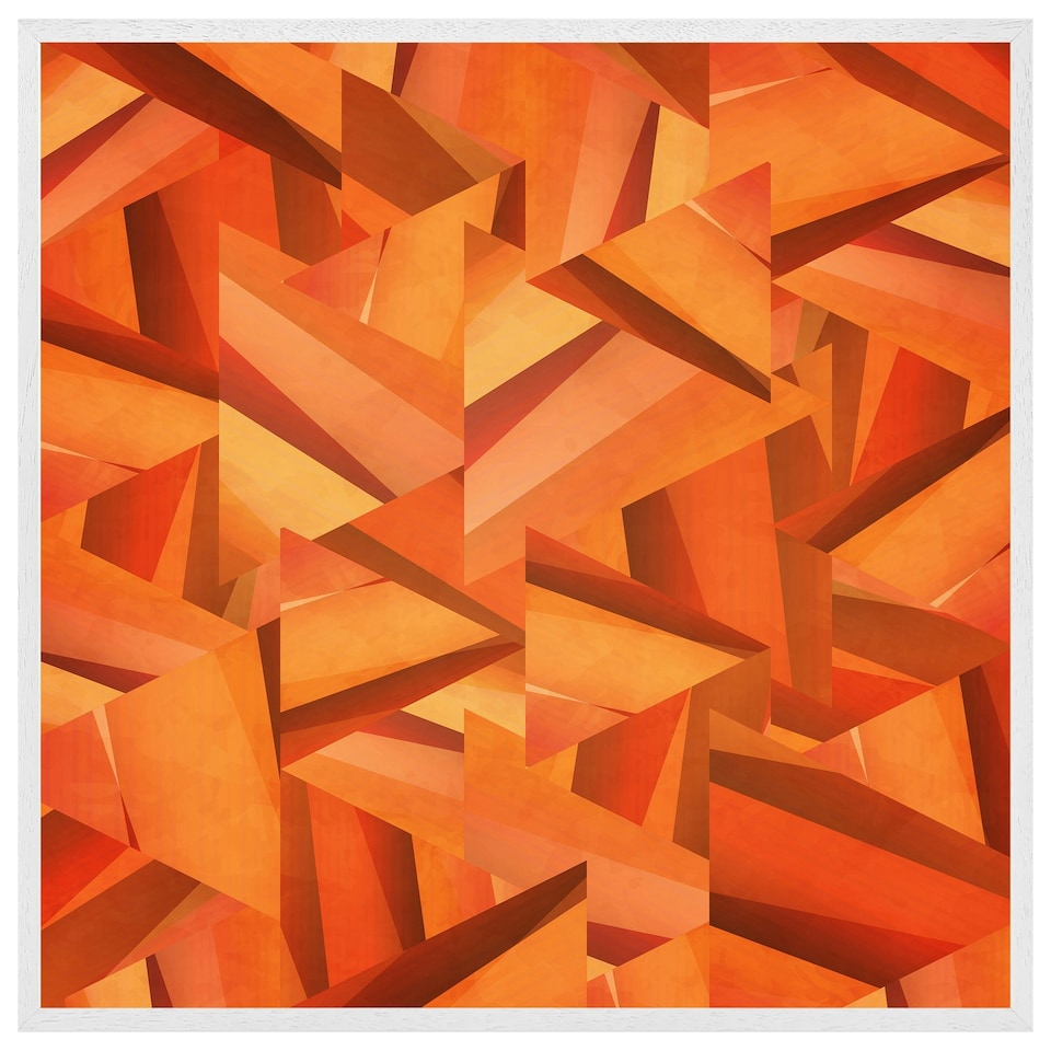 image 1 of Autumn coloured geometric triangle patterns (Picutre Frame) White | XL