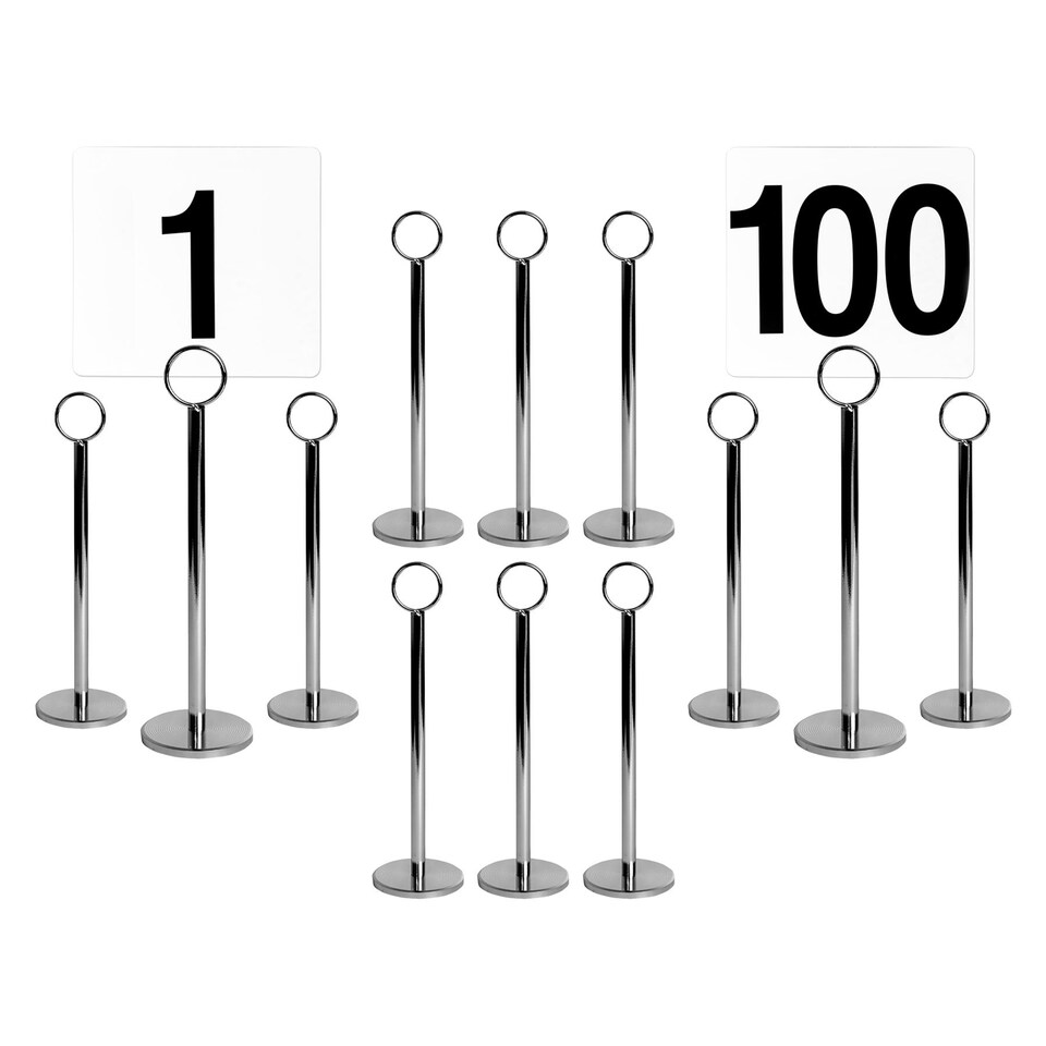 image 1 of Argon Tableware Table Numbers with 20cm Holders - 20cm - Silver - Pack of 100 | Silver | Silver
