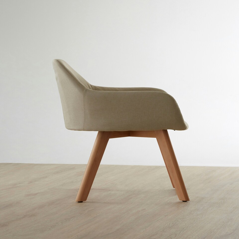 image 1 of Interiors by Premier Stone Fabric Chair With Wood Legs, Backrest Dining Chair, Space-Saving Office Accent Chair