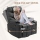 image 5 of HOMCOM Recliner Armchair, Swivel PU Leather Manual Reclining Chair with Adjustable Leg Rest, Drink Holders, Side Pockets, Rocker Chair for Home Living Room, Black