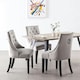 image 9 of Set of 6 Velvet Dining Chairs Ergonomic Scoop Knockerback & Button Tufted Wood Legs Grey | Light Grey