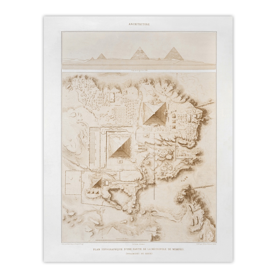 image 1 of Pyramids of Giza French Topographic Map Avennes Wall Art Poster Print 12X16"