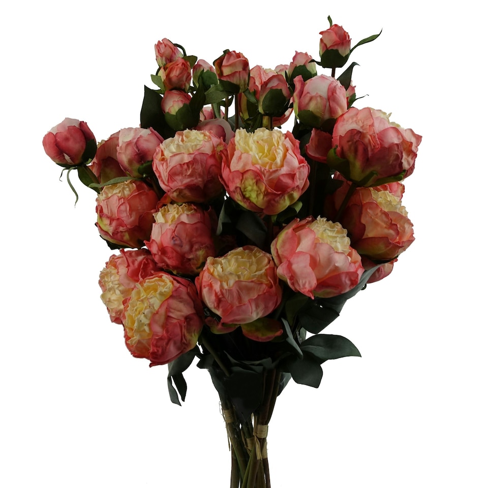 image 1 of 6 x 55cm Pink Peony Artificial Flower Stems - 24 flowers 18 buds