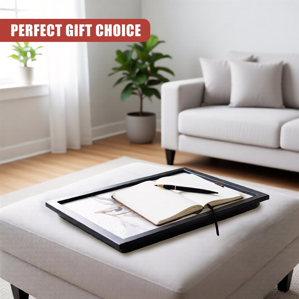 image 1 of GEEZY Be Cool Llama Design Wooden Lap Serving Tray with Bean Bag Cushion 44x34cm