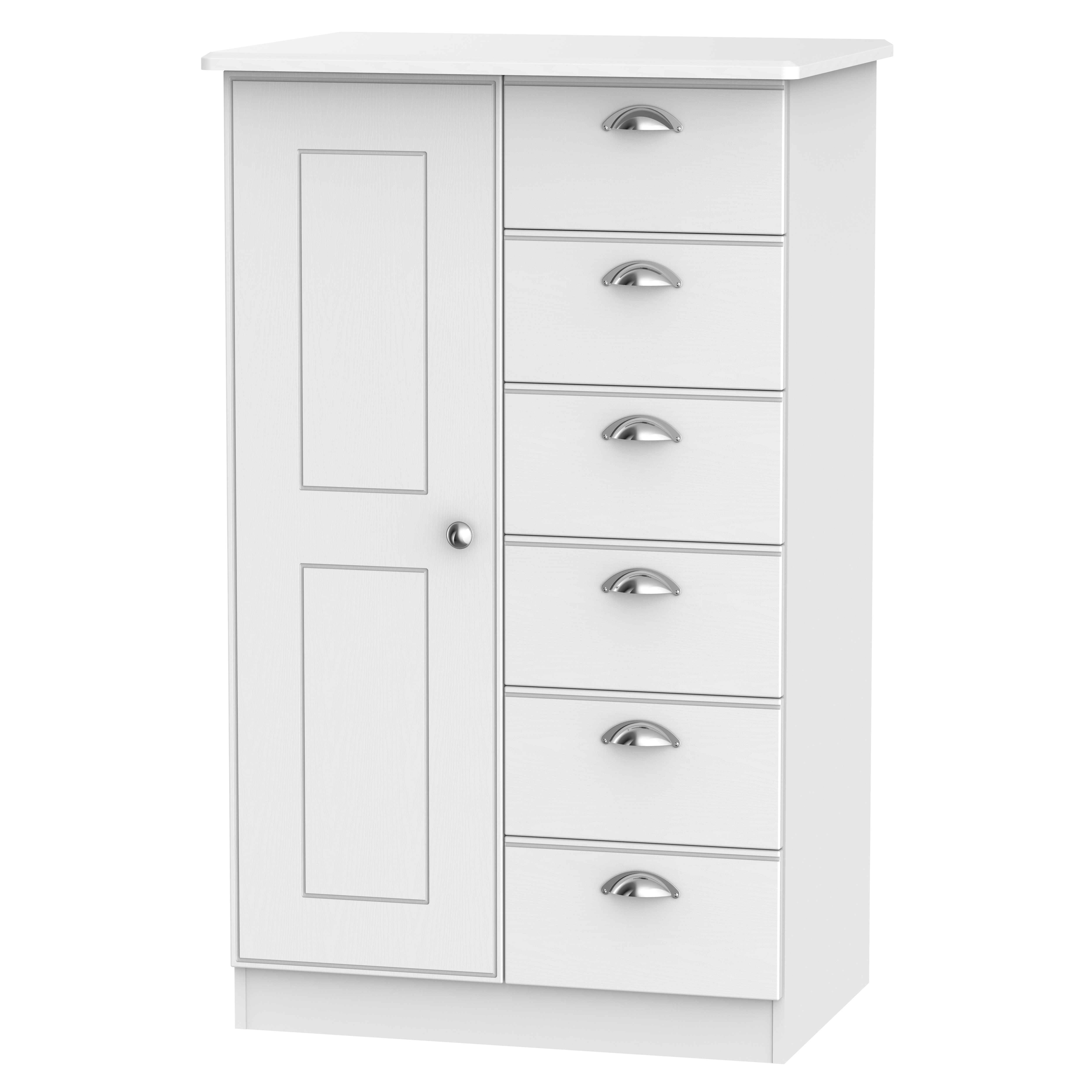 Albert 1 Door 5 Drawer Childrens Wardrobe in White Ash