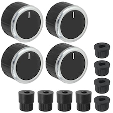 SPARES2GO Universal Black Chrome Control Knobs for All Makes and Models of Oven Cooker & Hob (Pack of 4)