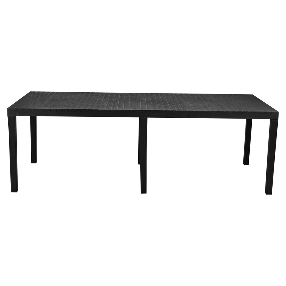 image 1 of Large 2.2M Adjustable Garden Dining Table with 8 Matching Chairs | Black | 1