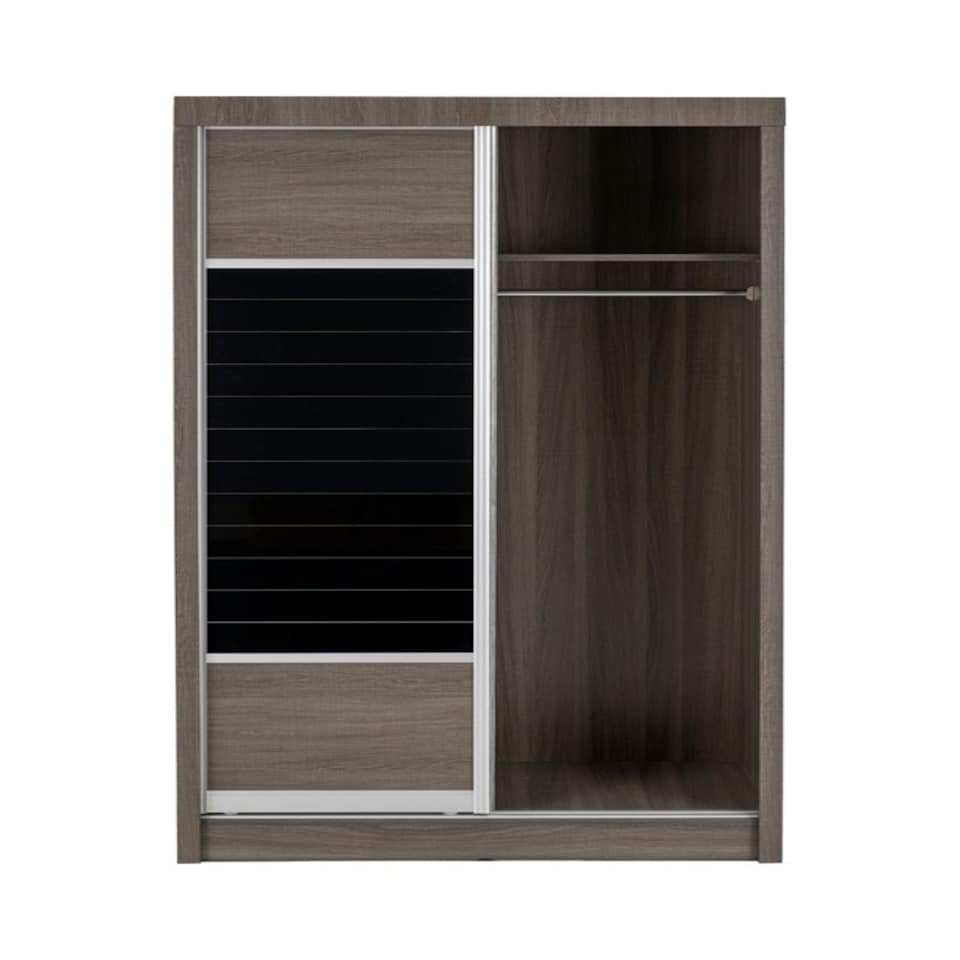 image 1 of Lisbon 2 Door Sliding Wardrobe - L56 x W117.5 x H187.5 cm - Black Wood Grain Black