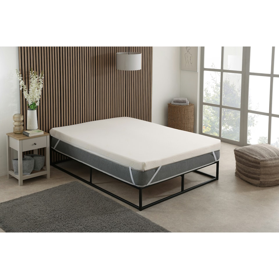 image 1 of Cool Max Memory Foam Mattress Topper - 1" Deep, Pressure Relief | White | Small Single