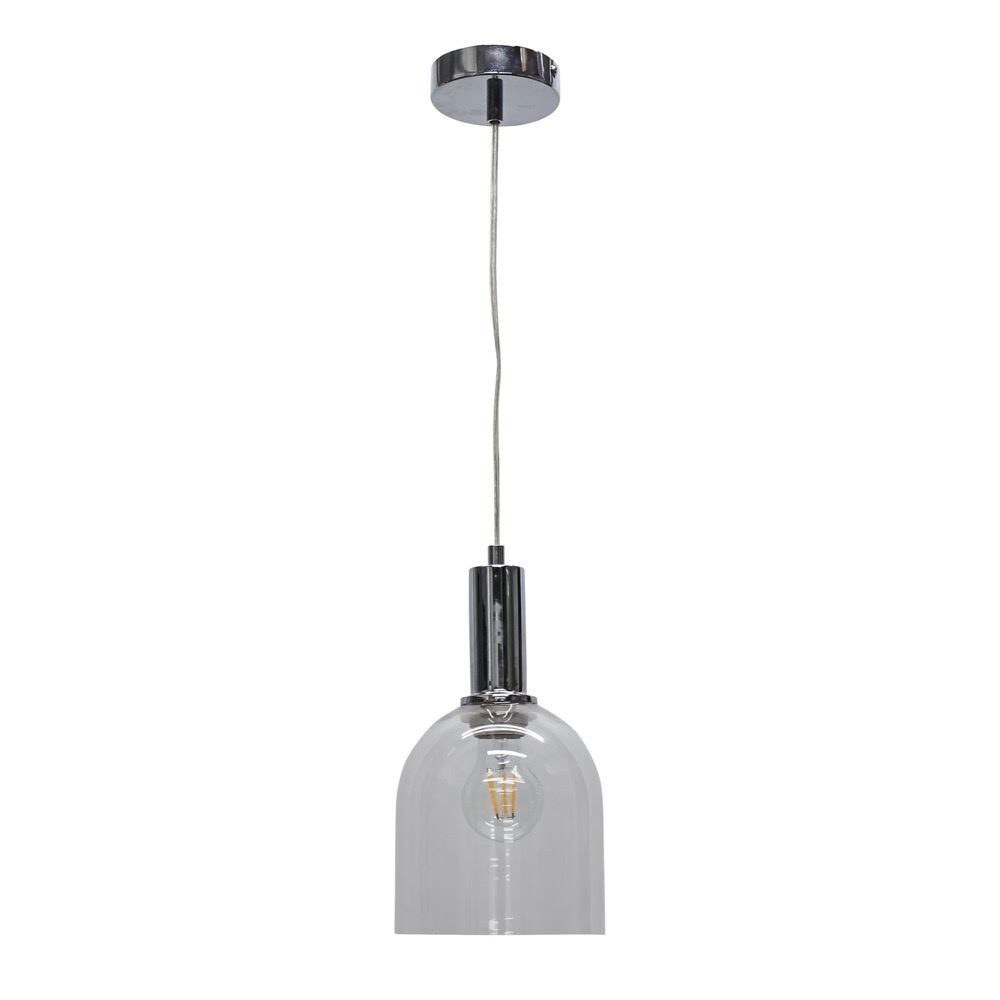 First Choice Lighting Belten - Clear Glass Cloche Chrome Deco Pendant Fitting