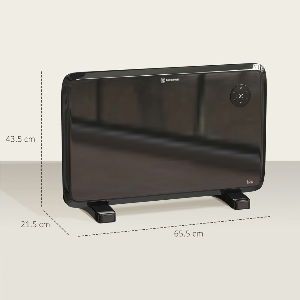 image 1 of HOMCOM Electric Convector Heater, Quiet Space Heater w/ LED Display, Black
