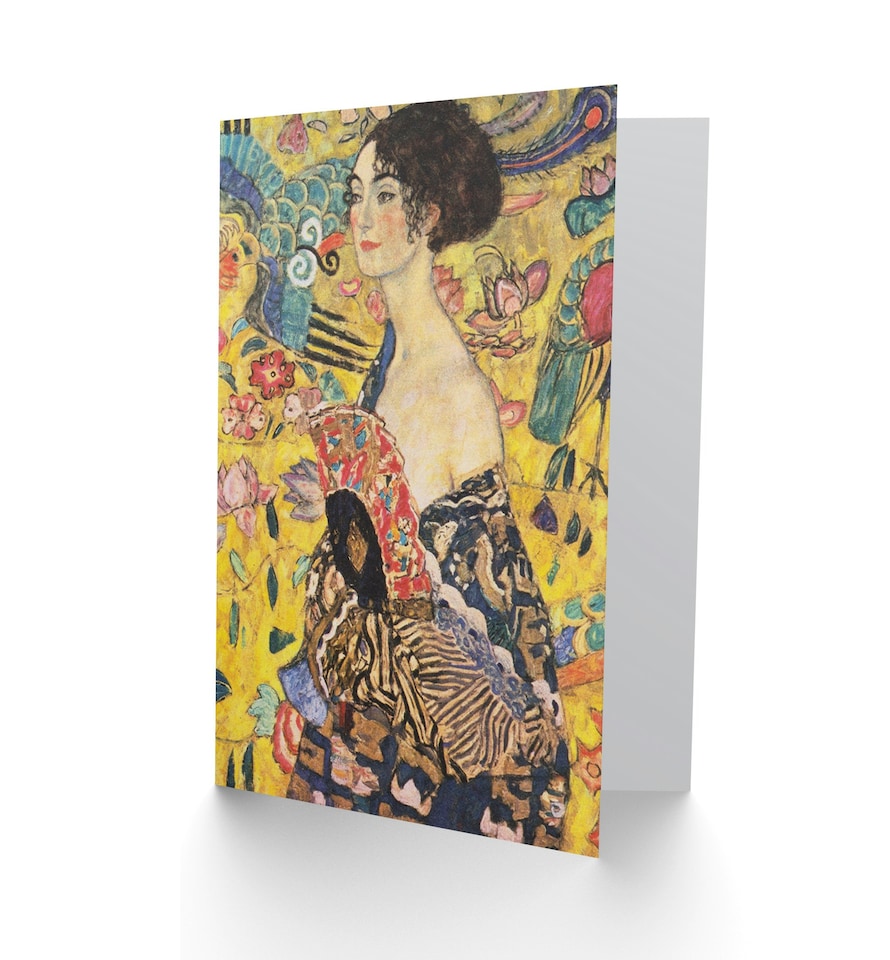 image 1 of Gustav Klimt Lady With a Fan Portrait Painting Greeting Card