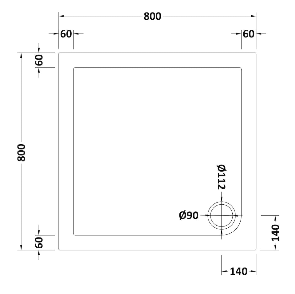 image 1 of 800mm Premium Square Shower Tray - White | White | White | 1