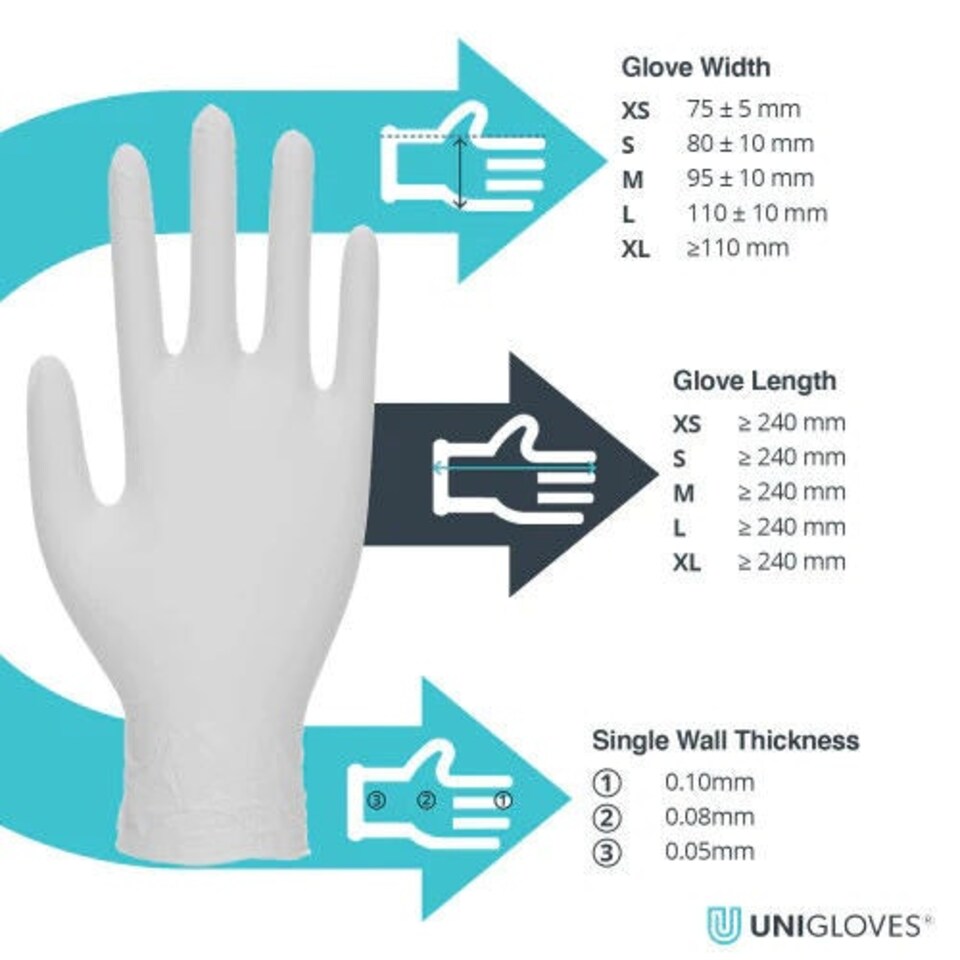 image 1 of Unigloves White Pearl Box of 100 Nitrile Gloves White | Small