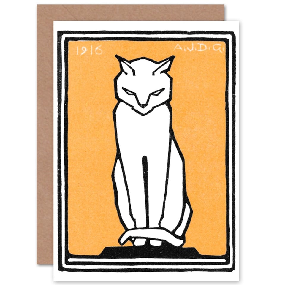 image 1 of Sitting 1916 Julie De Graag Cat Art Blank Just to Say Card