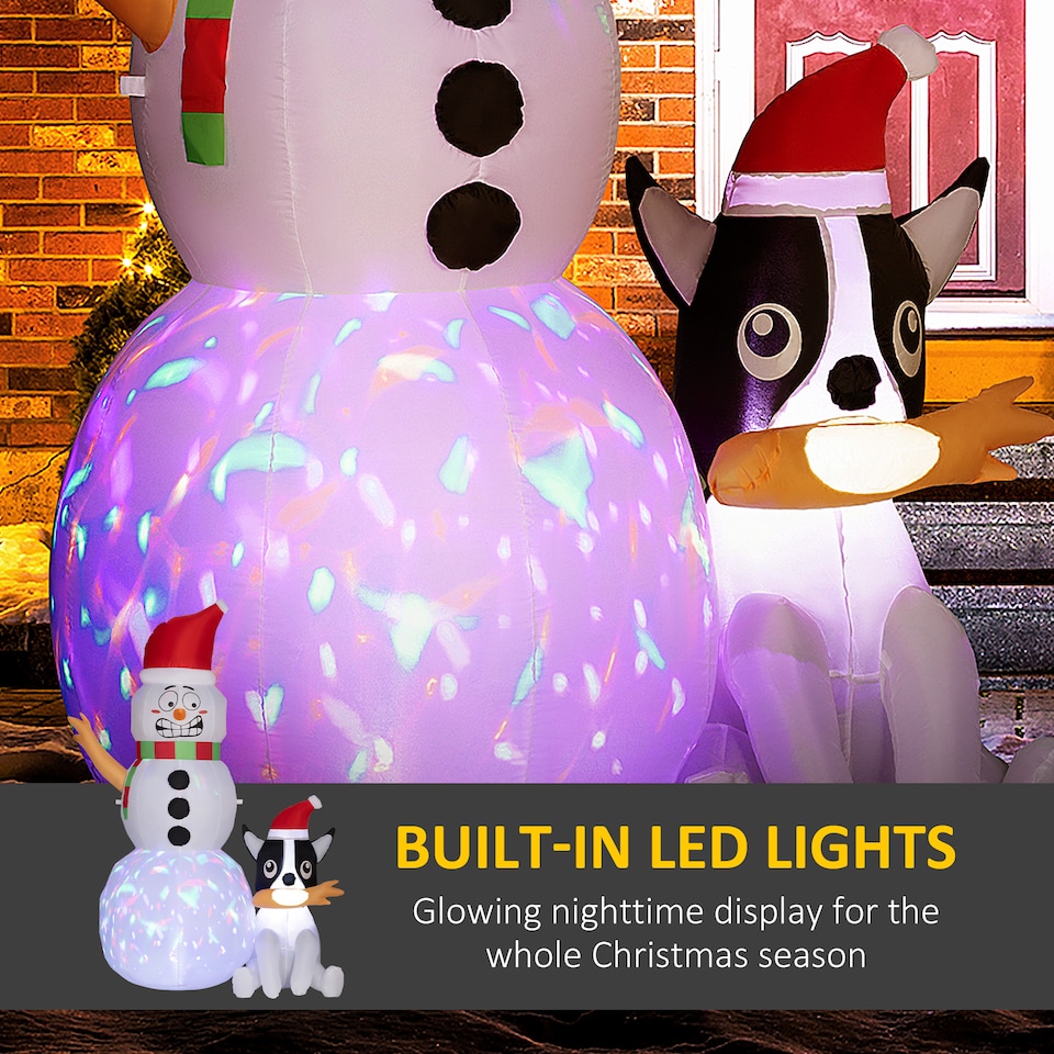 image 1 of Outsunny 6.2FT Christmas Inflatable Snowman with Dog, Christmas Blow Up Outdoor LED Display for Garden Party