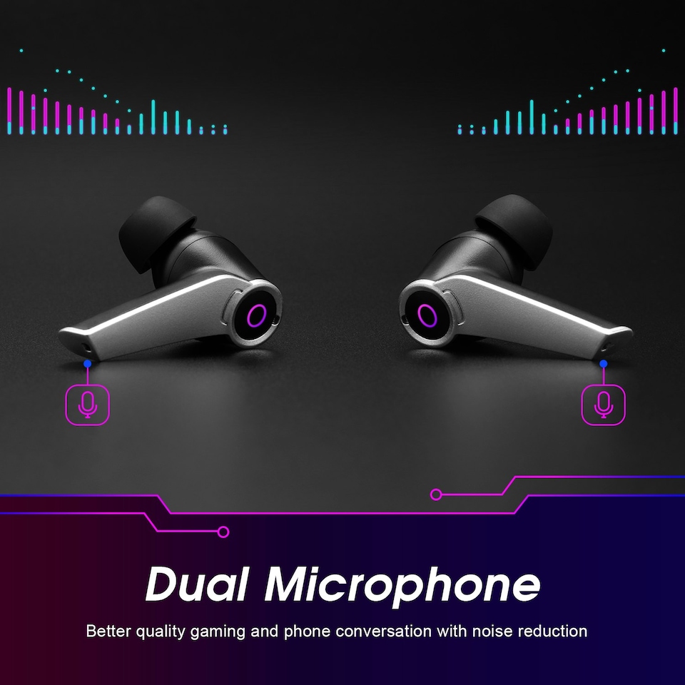 image 1 of Bluetooth Gaming Earphones Dual Microphone with USB-C Charging Case - August EPG500 Black