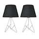 image 1 of Set of 2 Tripod - Silver 42cm Table Lamps With Black Fabric Shades Silver | Black