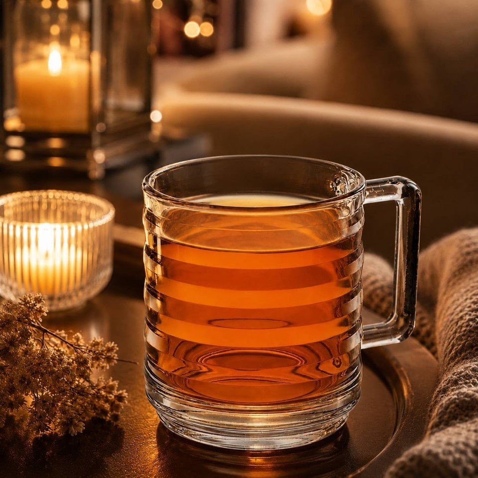 image 1 of 320ml Mugs Modern Clear Glass Tea Coffee Cups Hot Drinks Latte Glasses Set of 12