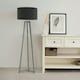 image 2 of ValueLights Lottie Grey Wood Tripod Floor Lamp with Charcoal Boucle Drum Shade