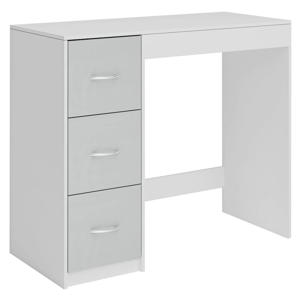 image 1 of 3-Drawer Wooden Desk and Dressing Table - Multi-Functional, 79.5x93x40 cm | White | White & Cool Grey | 22.5 x 43.5 x 98.5 | 1