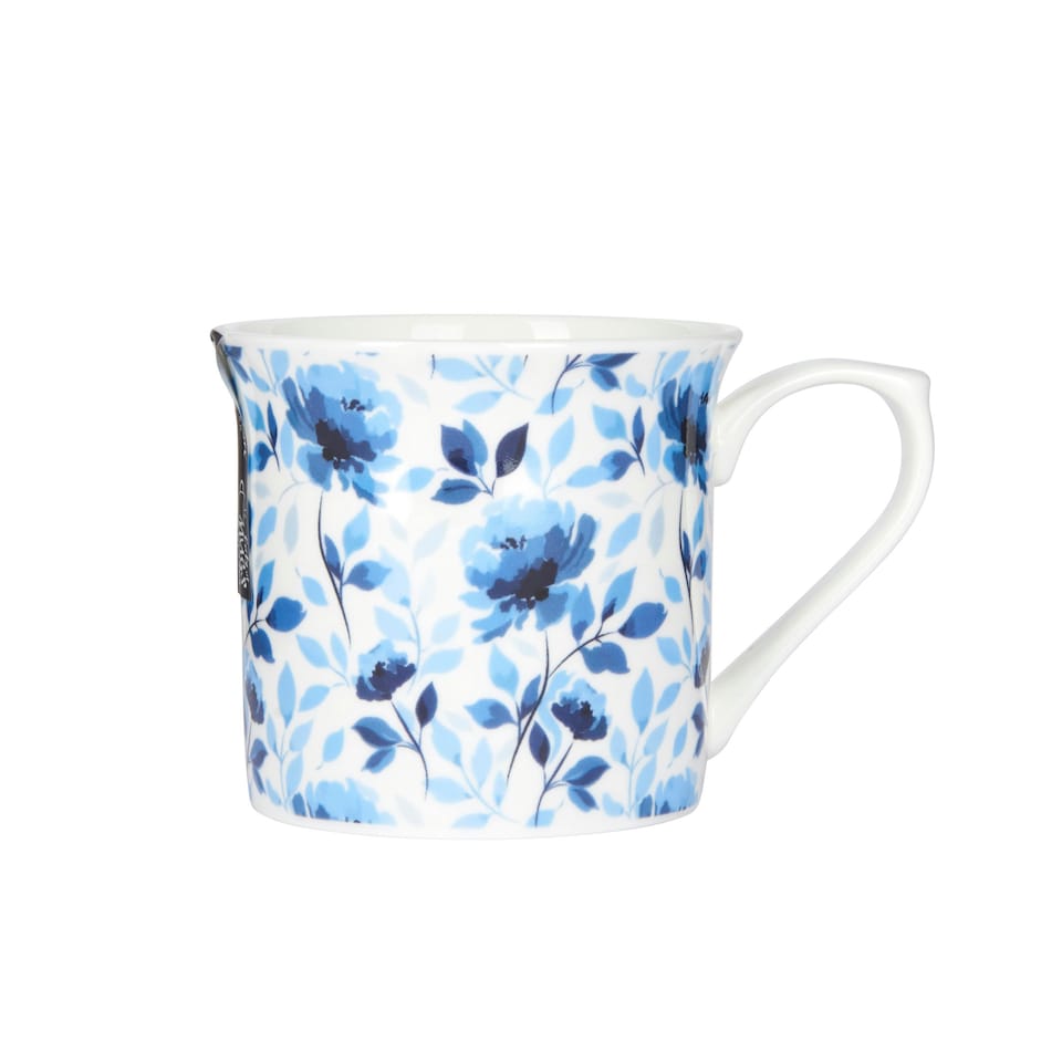 image 1 of KitchenCraft Fluted China Blue Rose Mugs | Blue
