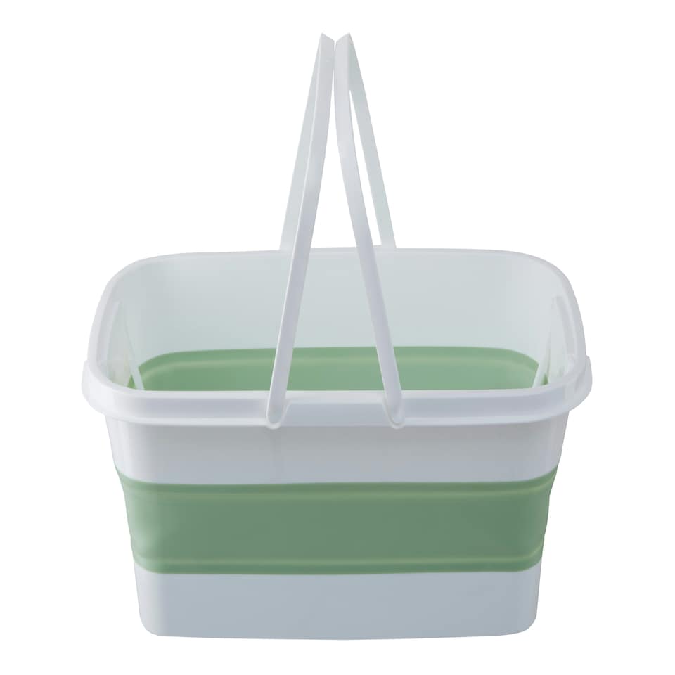 image 1 of Interiors By Premier Collapsible Laundry Basket in Green & White,Folding Hamper With Handles,Washing Bin,Foldable Utility Basket Green