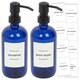 image 1 of Harbour Housewares Glass Soap Dispensers with Labels - 500ml - Blue/White - Pack of 2