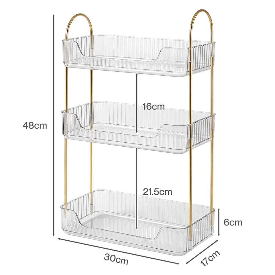 image 1 of ilus Makeup Organiser Modern Minimalist 3-Tier Cosmetic Storage Rack Beauty | White | White