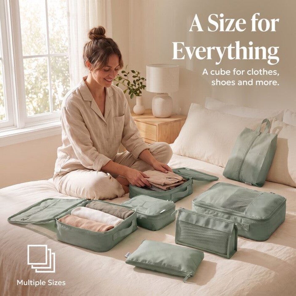 image 1 of Lugg Compression Packing Cubes 8 Piece Travel Suitcase Organiser Set