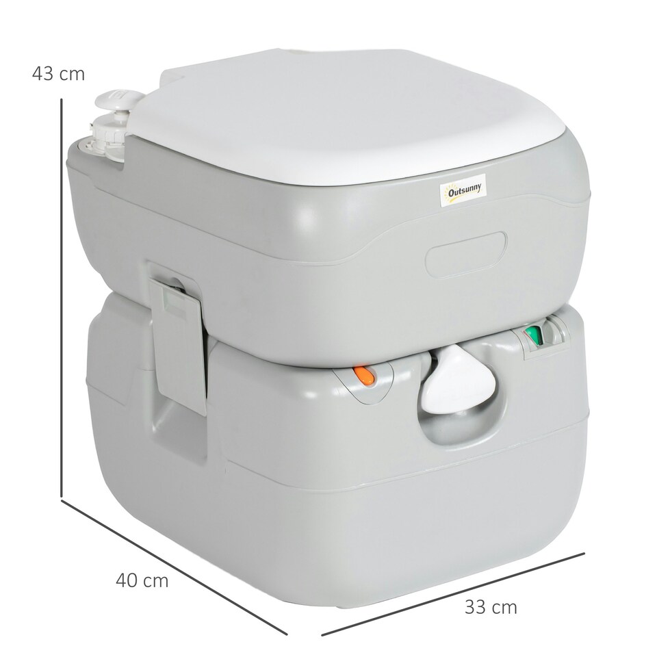 image 1 of Outsunny Portable Toilet with Detachable Tanks for Camping, Grey