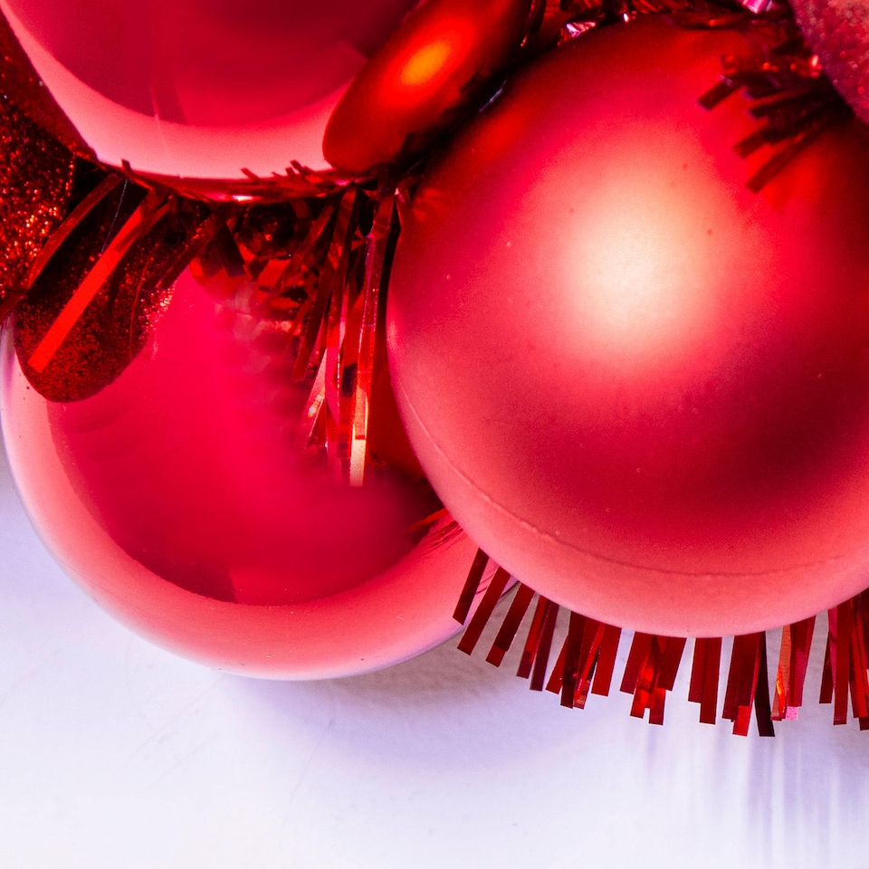 image 1 of Christmas Tree World 33cm Shatterproof Bauble Wreath - Red