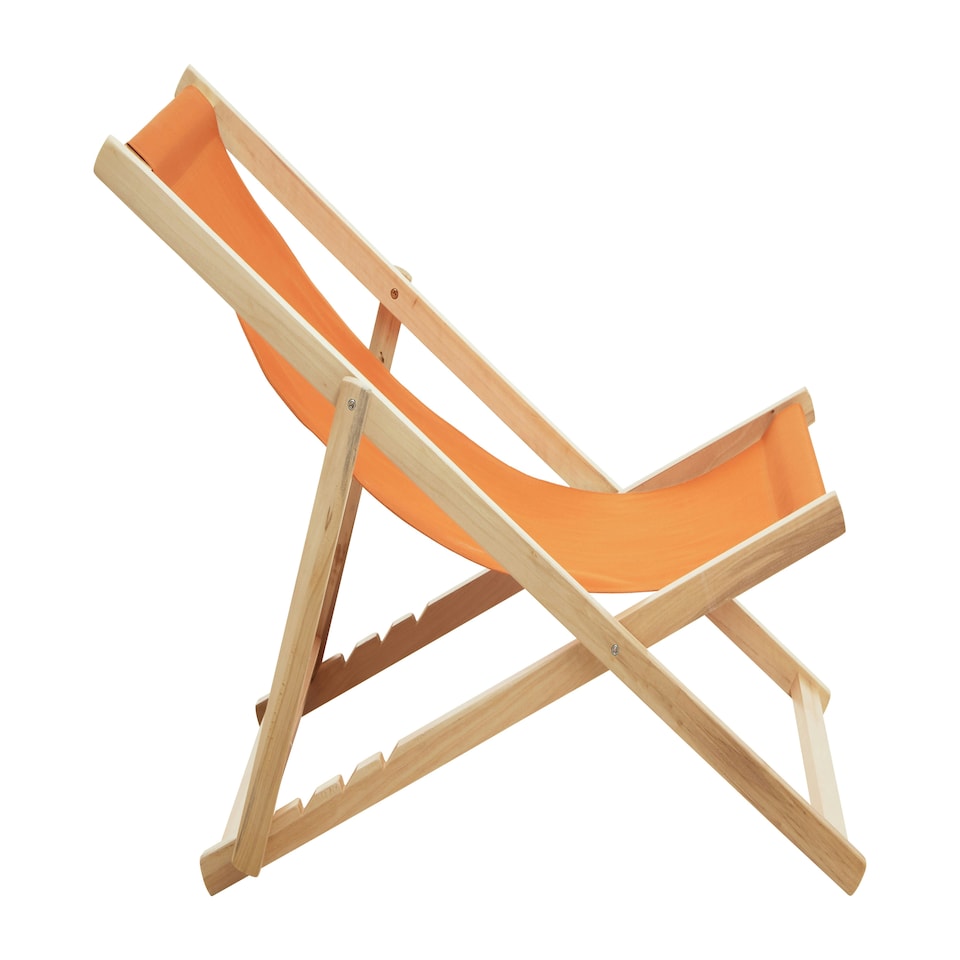 image 1 of Interiors by Premier Stylish Orange Deck Chair, Ethically Sourced Deck Chair, Sling Design Lawn Chair, Adjustable Garden Chair