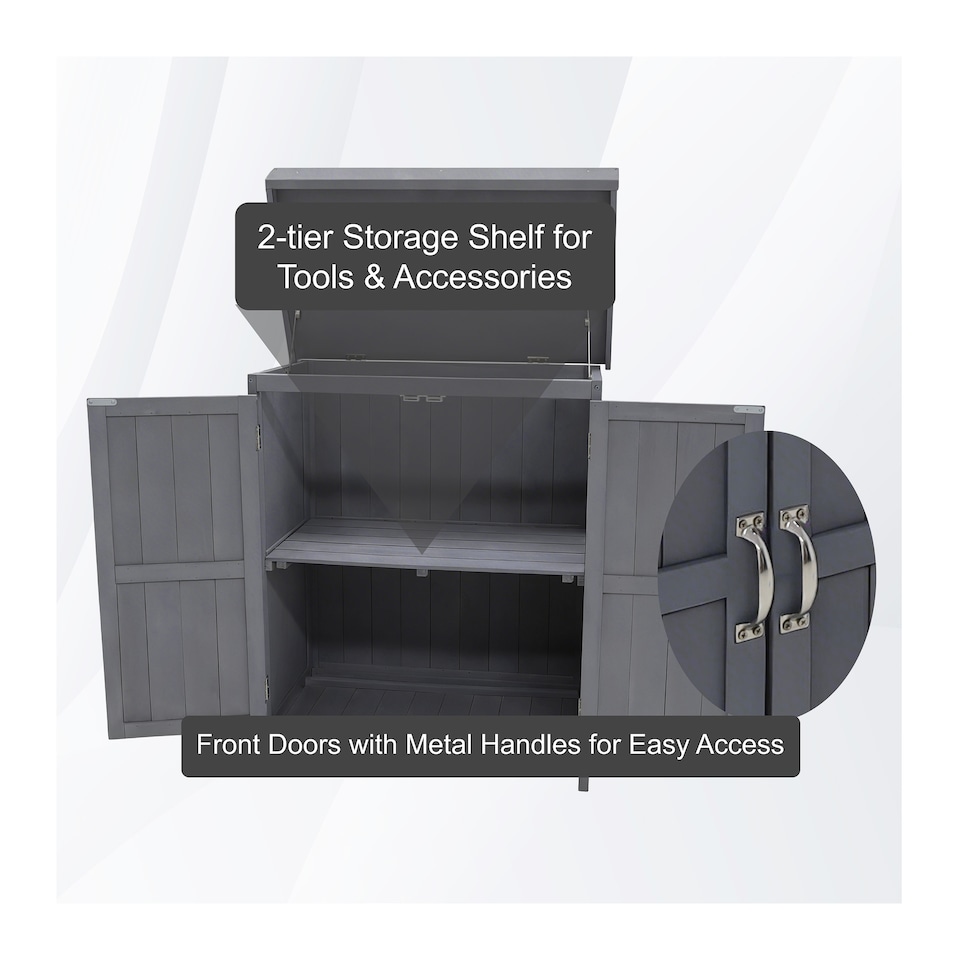 image 1 of Groundlevel Double Front Doors Wooden Garden Potting Shed With Internal Shelf | Grey | Grey