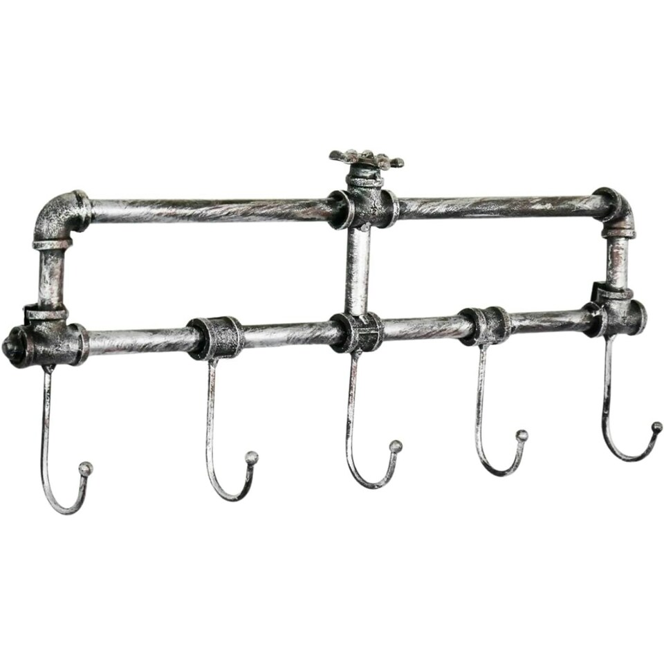 image 1 of Marco Paul Distressed Metal Wall Mounted Coat Hooks Silver | One Size