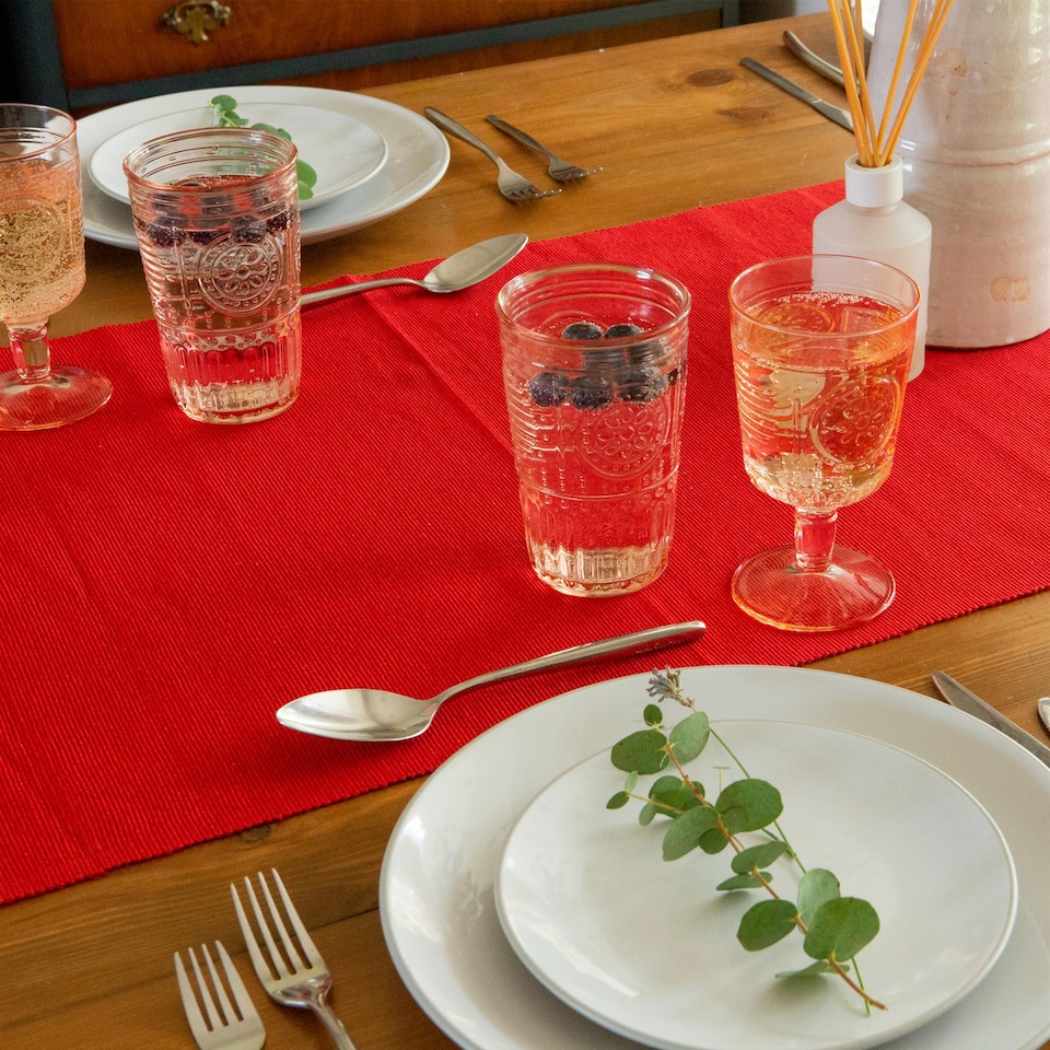 image 1 of Nicola Spring Cotton Fabric Table Runner - 48cm x 183cm - Red | Red | Red