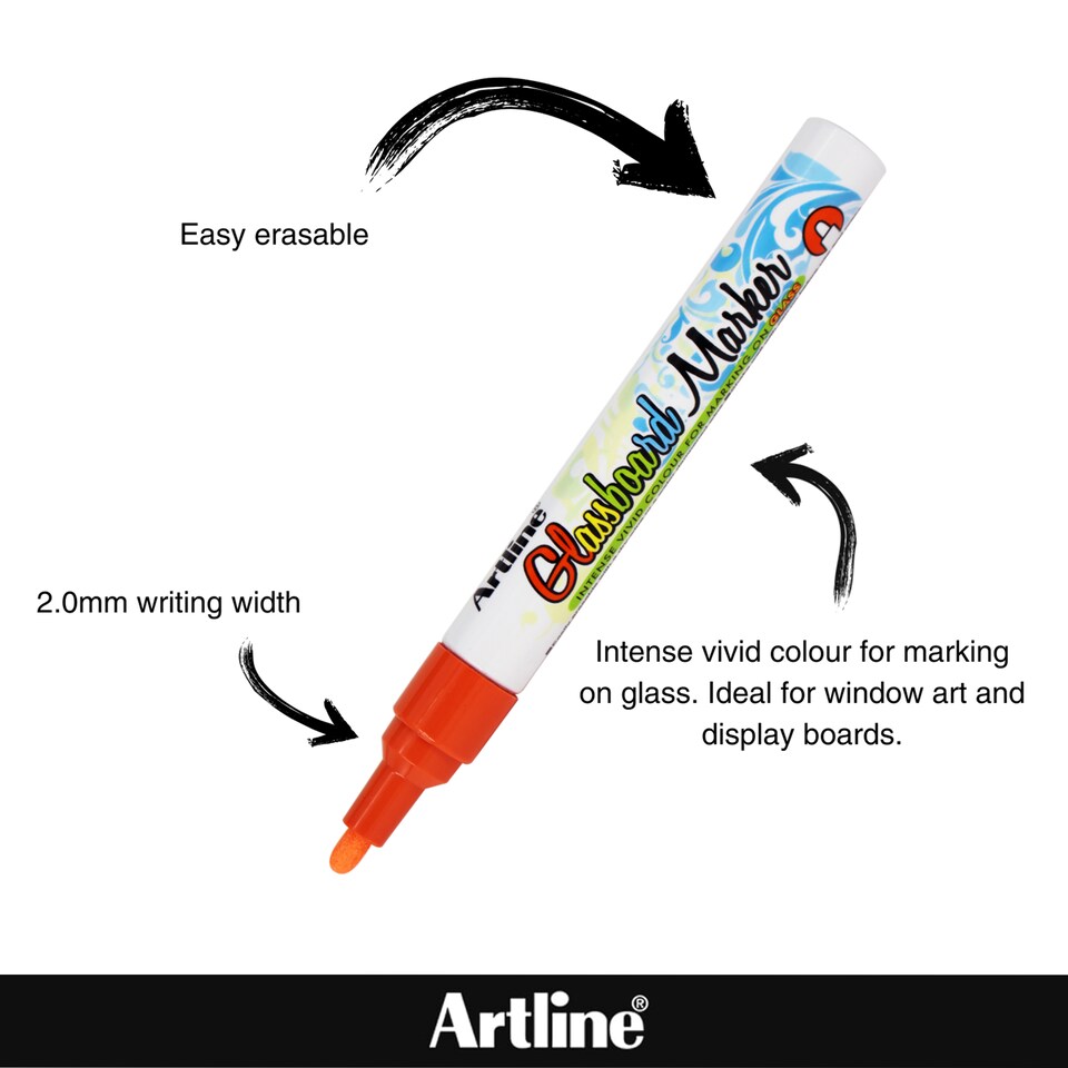 image 1 of Artline Glassboard Markers Assorted colours 4 Pack