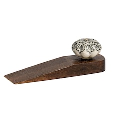 Nicola Spring Wooden Door Stop - Black Flower
