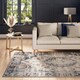 image 2 of Beige Blue Distressed Vintage Medallion Washable Living Room Area Rug-160x230cm