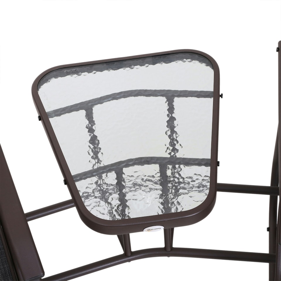 image 1 of Outsunny Double Glider Companion Rocking Garden Chairs Loveseat Grey and Brown