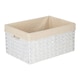 image 1 of Large Paper Rope Rectangular Storage Basket with White Cotton Lining | White | White | L