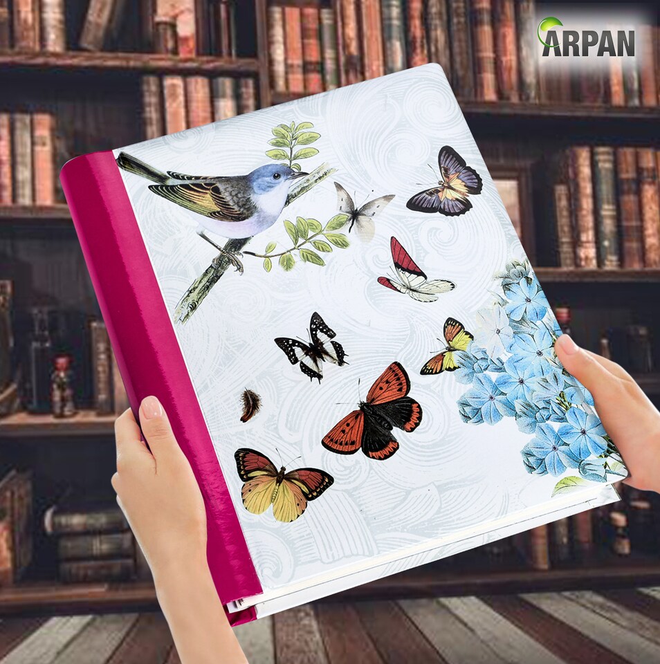 image 1 of ARPAN Large Self-Adhesive Photo Album 36 Sheets 72 Sides Spiral Scrapbook Memory Album Butterfly Design