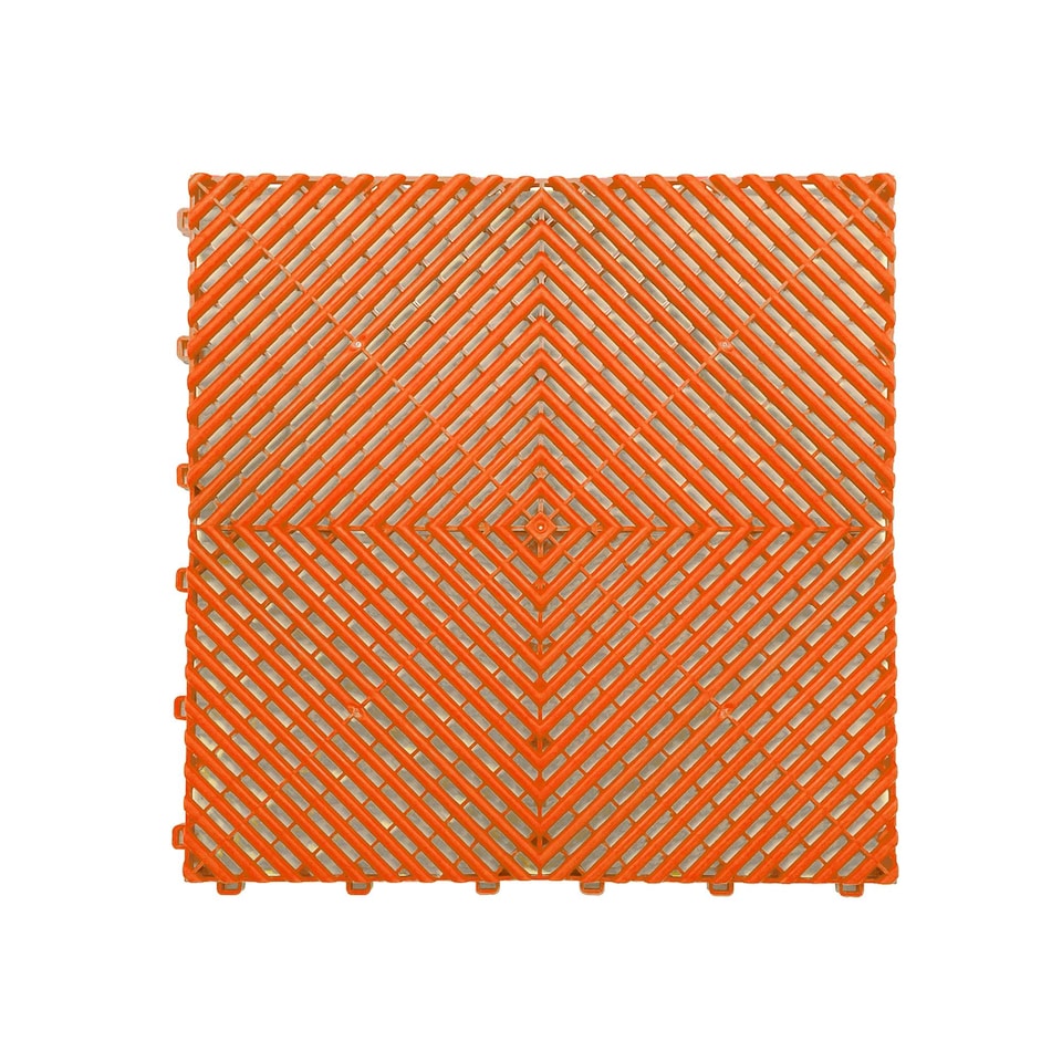 image 1 of Modular Interlocking Ribbed Vented Garage Floor Tiles - Grey | Orange | Orange
