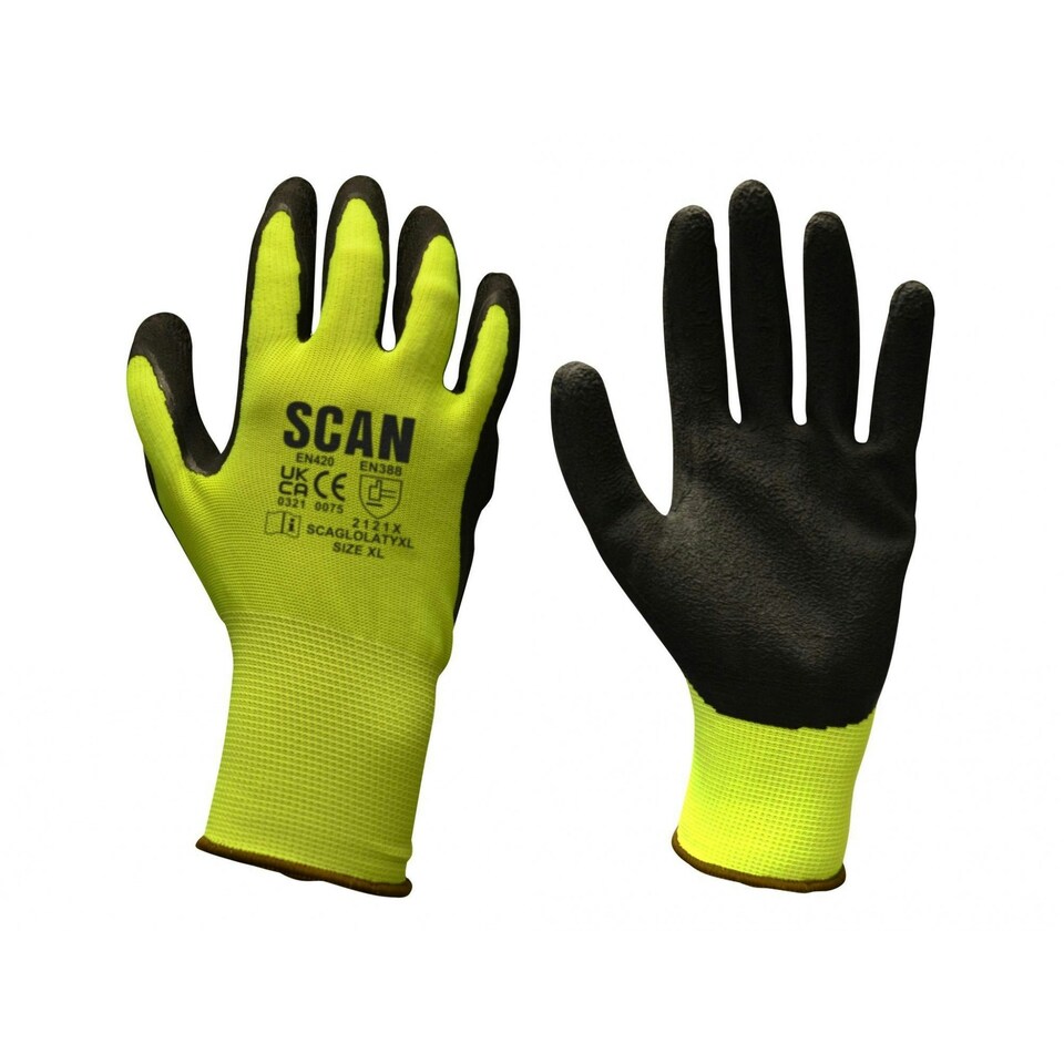 image 1 of Scan Foam Latex Coated Gloves - Multi Colour - Hi-Vis Orange, Size 8 Medium Multi | Hi-Vis Orange, Size 8 Medium