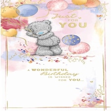 Bear Stood Holding Balloons Just For You Birthday Card